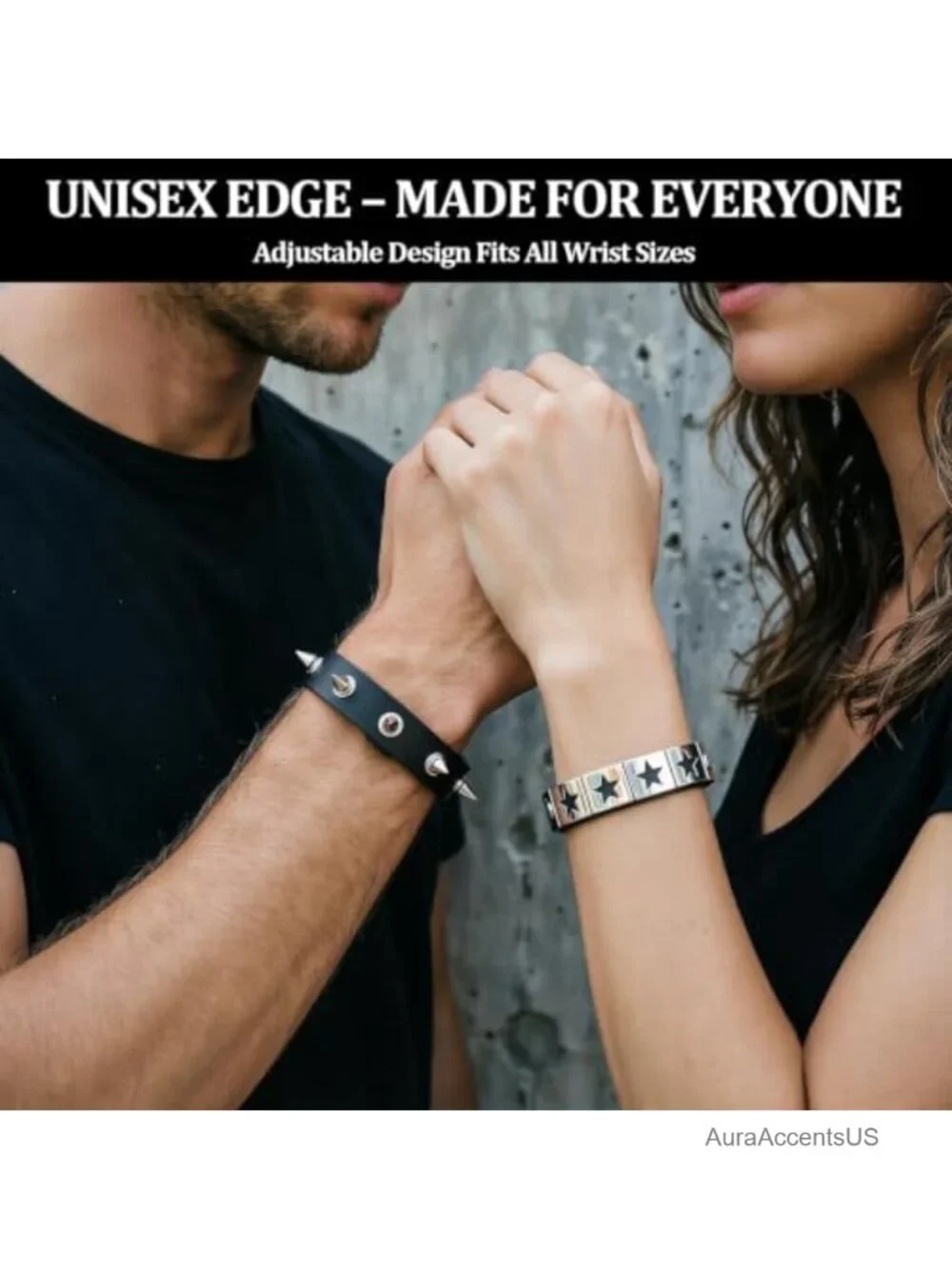 PU Leather Studded Bracelet Set Punk Rock Spikes Cuff Men Women